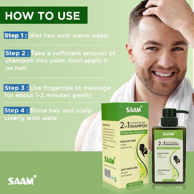 Detailed instructions on how to use SAAM shampoo