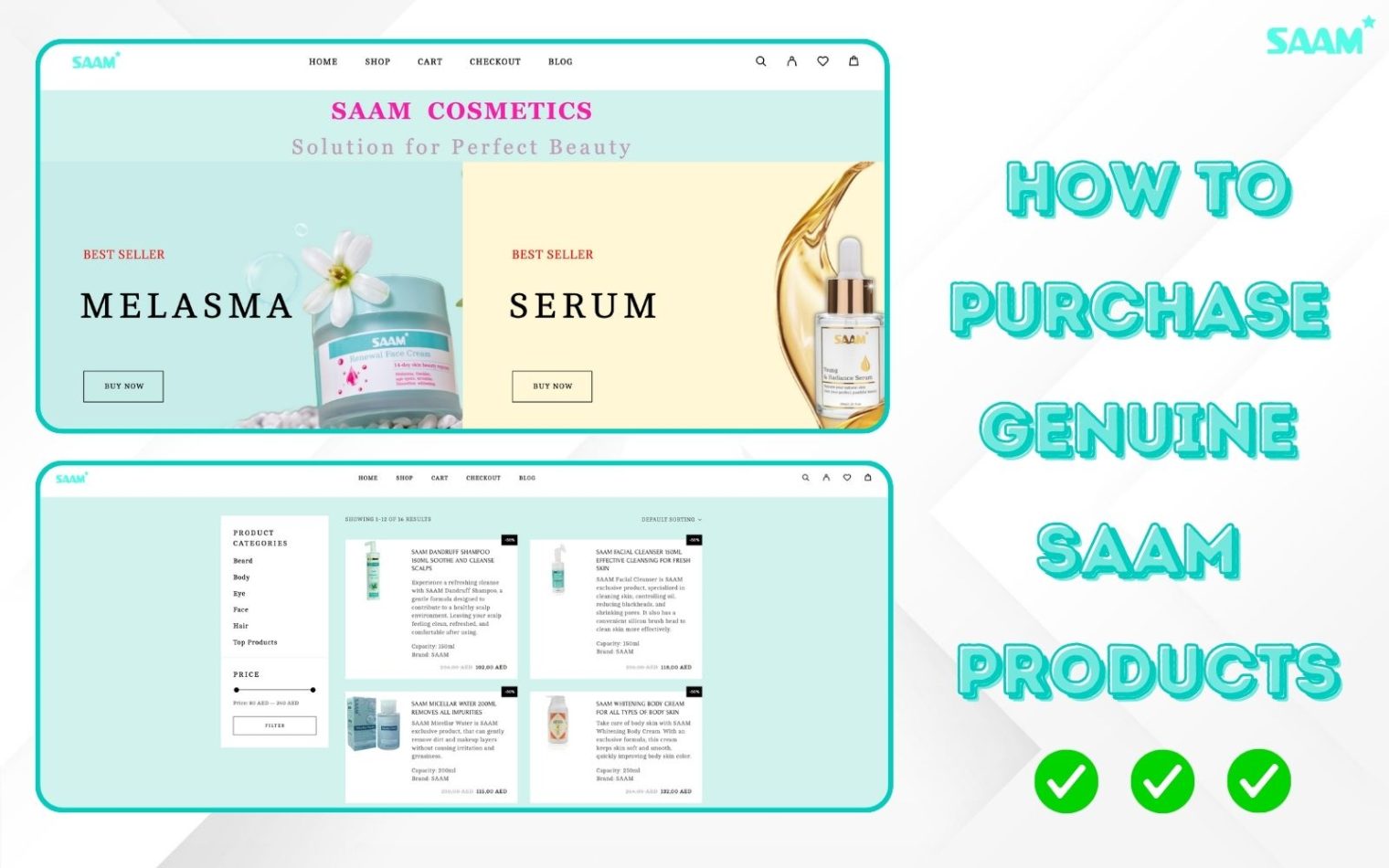 Only shop SAAM Cosmetics products at official channels