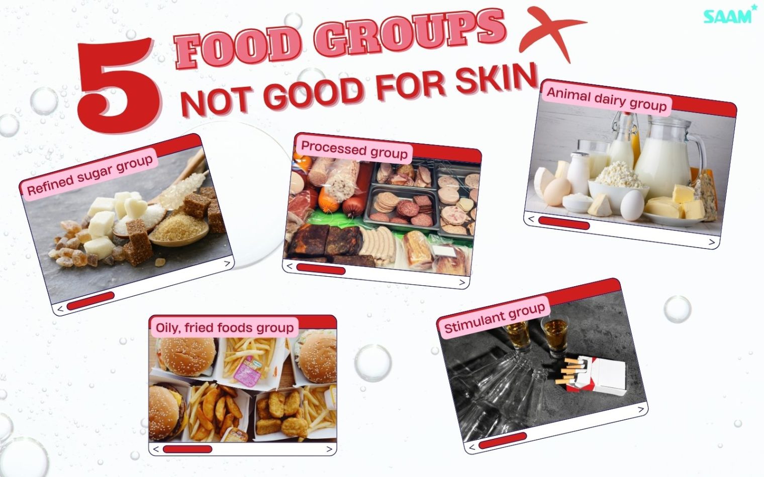 5 food groups not good for skin