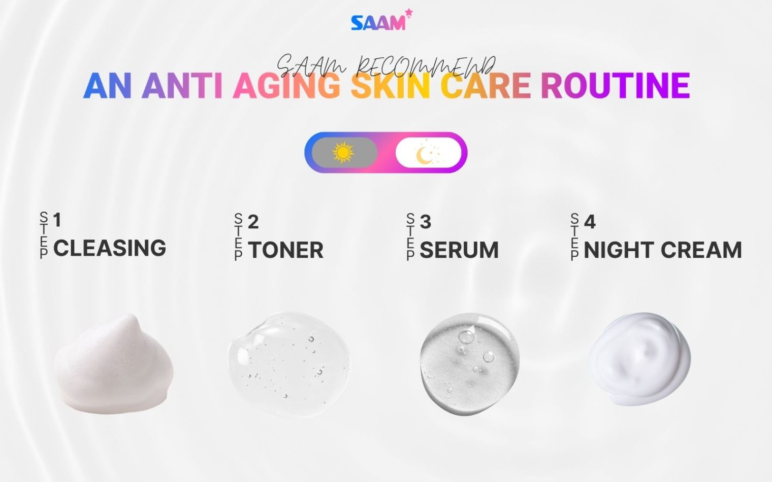 An anti aging skin care routine in evening
