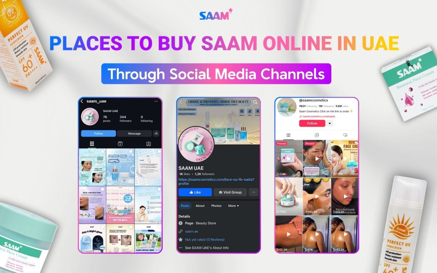 Buying SAAM products in UAE through social media channels