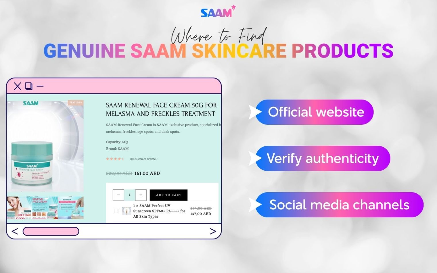 Where to find genuine SAAM skincare products?