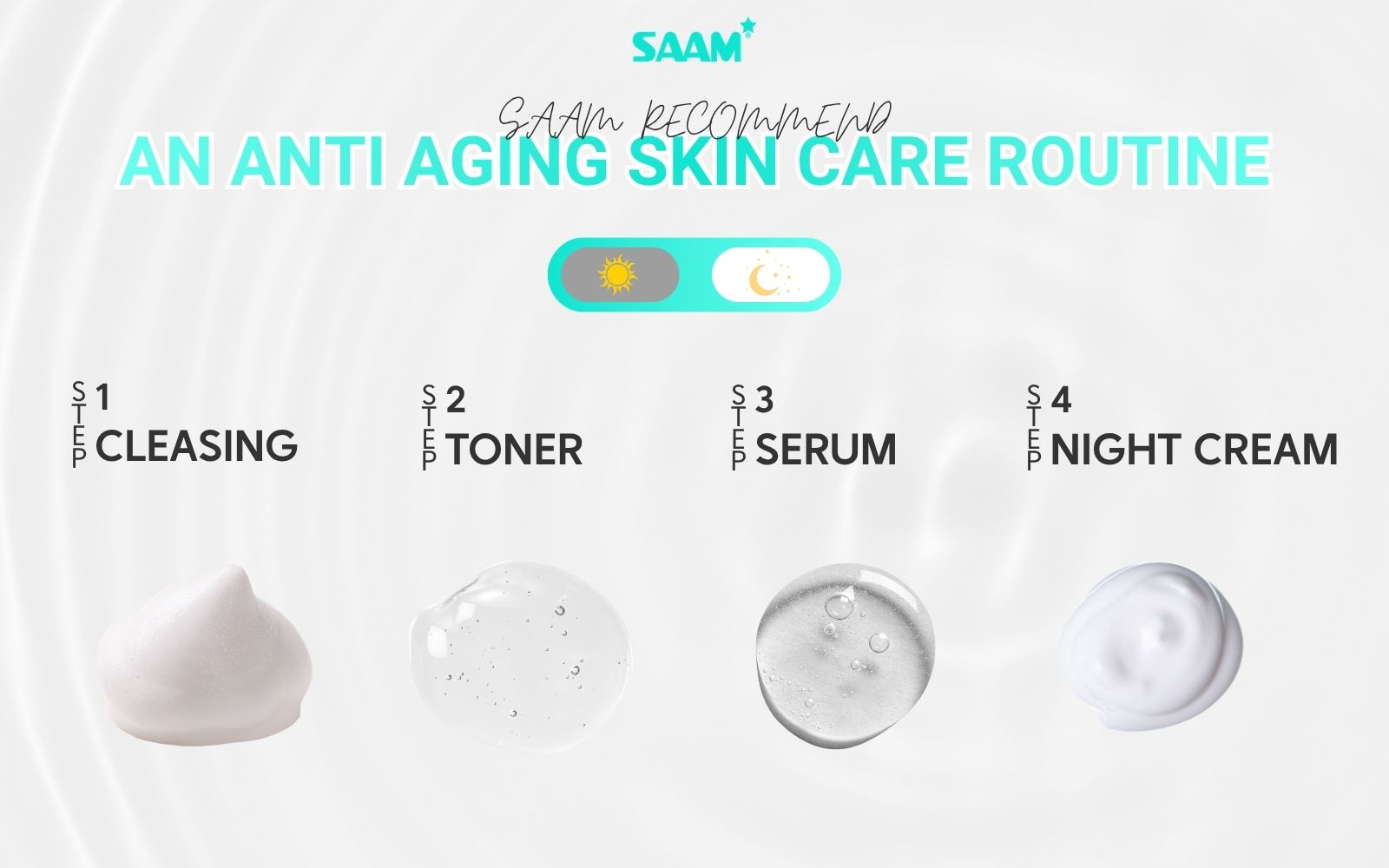 An anti aging skin care routine in evening