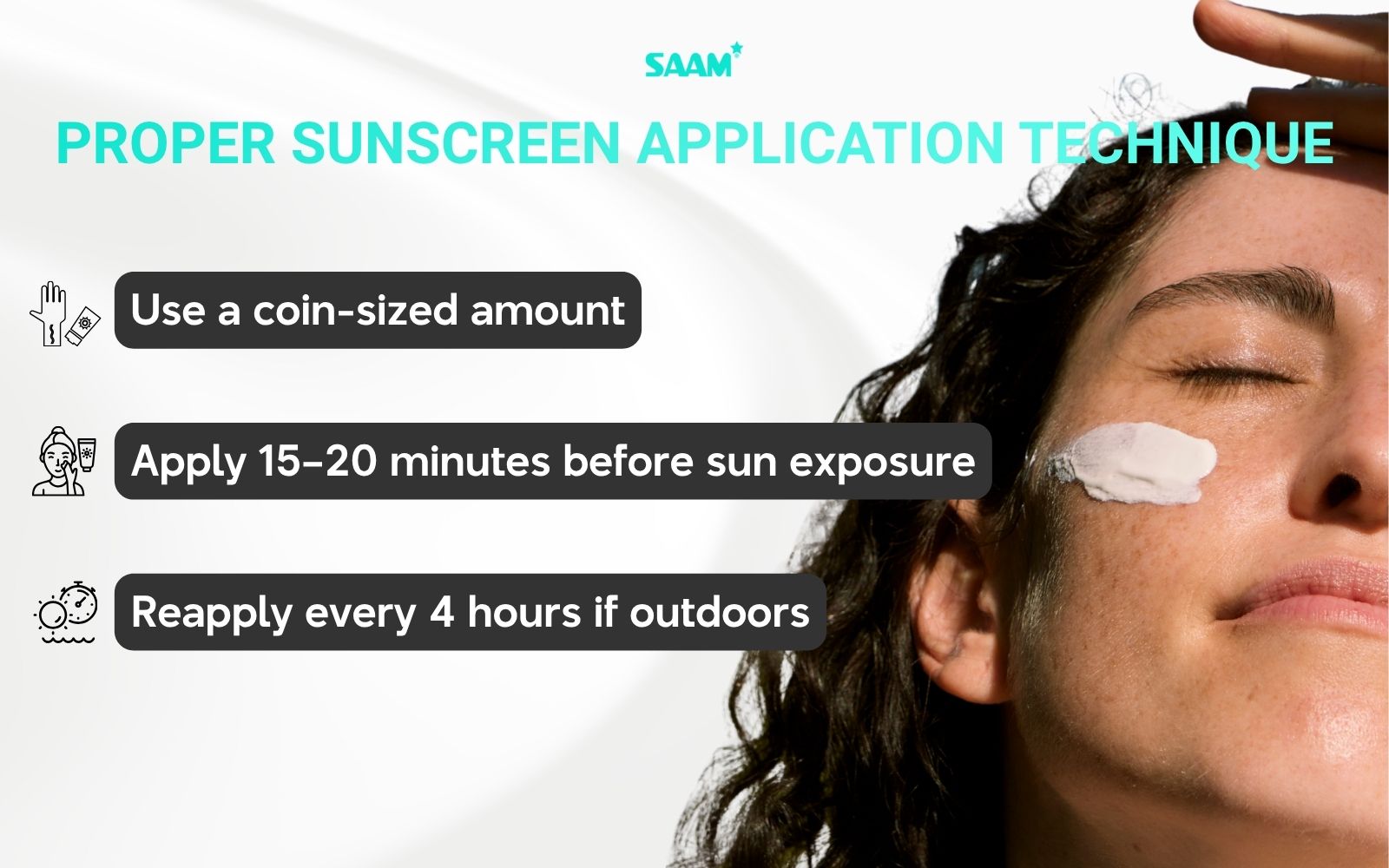 Proper sunscreen application technique