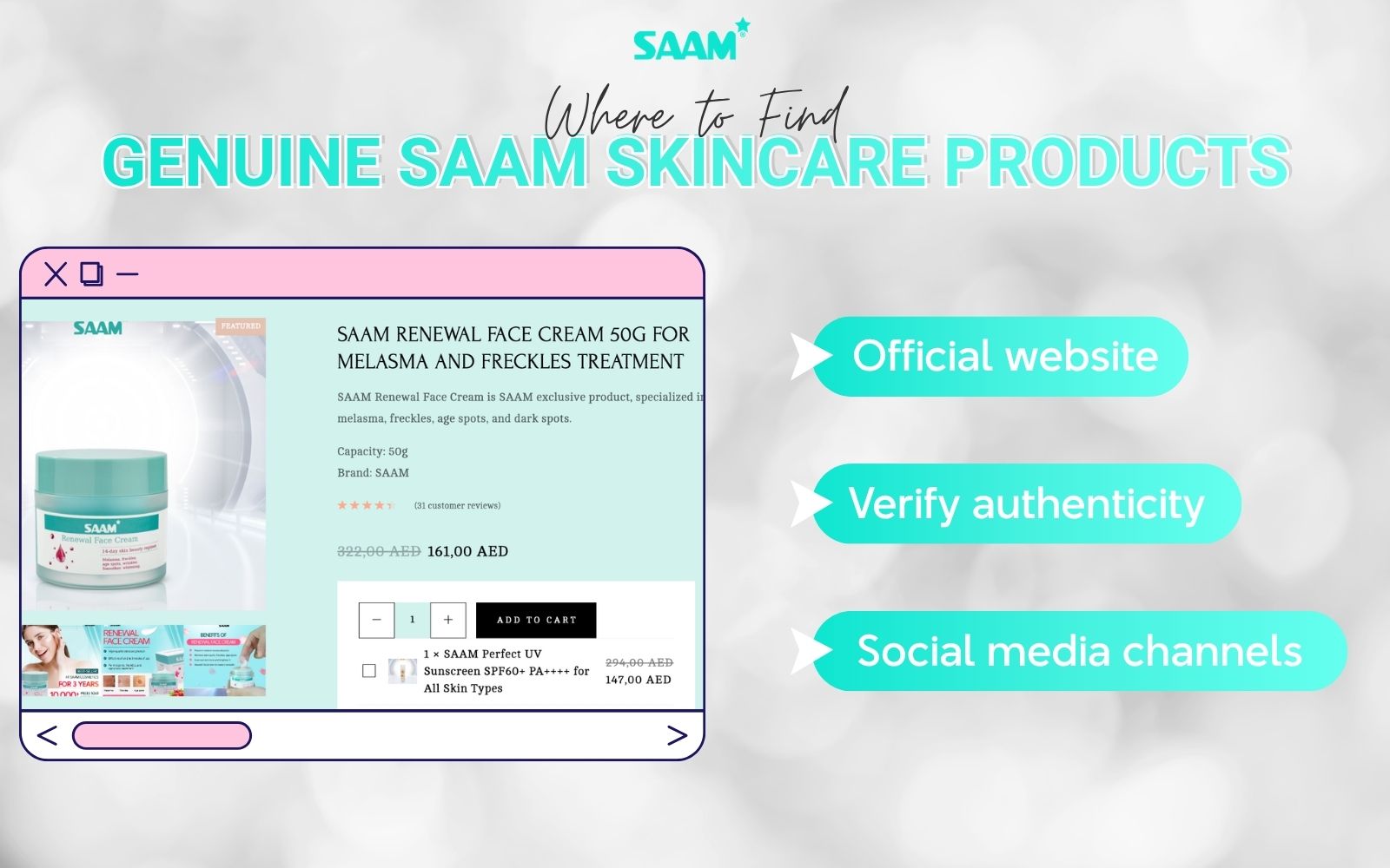 Where to find genuine SAAM skincare products?